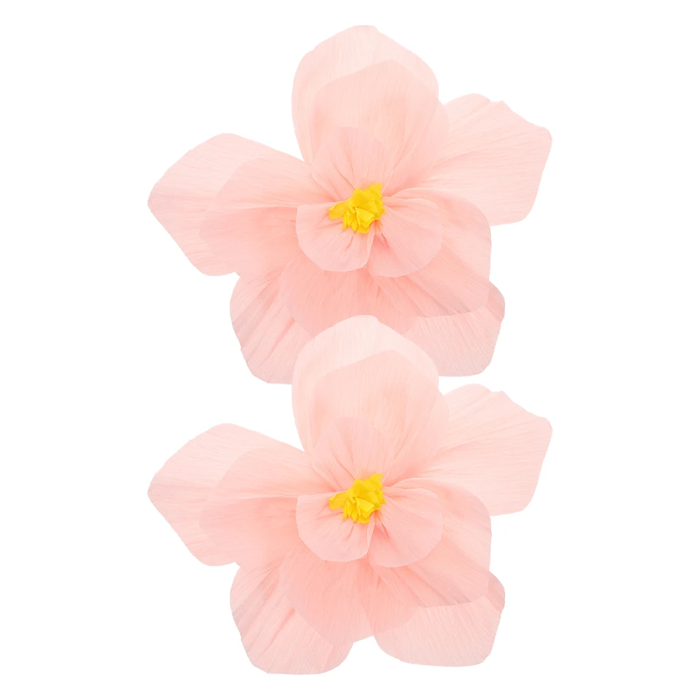 

2pcs 3D Paper Flowers Wall Decal Pink Floral Bedroom Decor Peel Stick Eco Material RV Girl Wall Decals Home