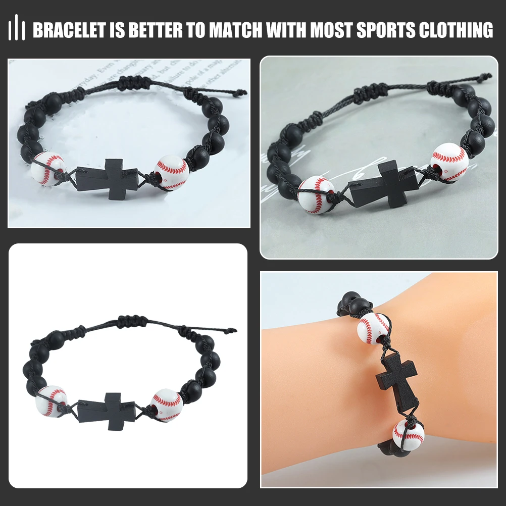 

Beads Charm Bracelet Adjustable Braided Sports Ball Bracelet Baseball Theme Party Favor For Men Women Sports Wrist Chain