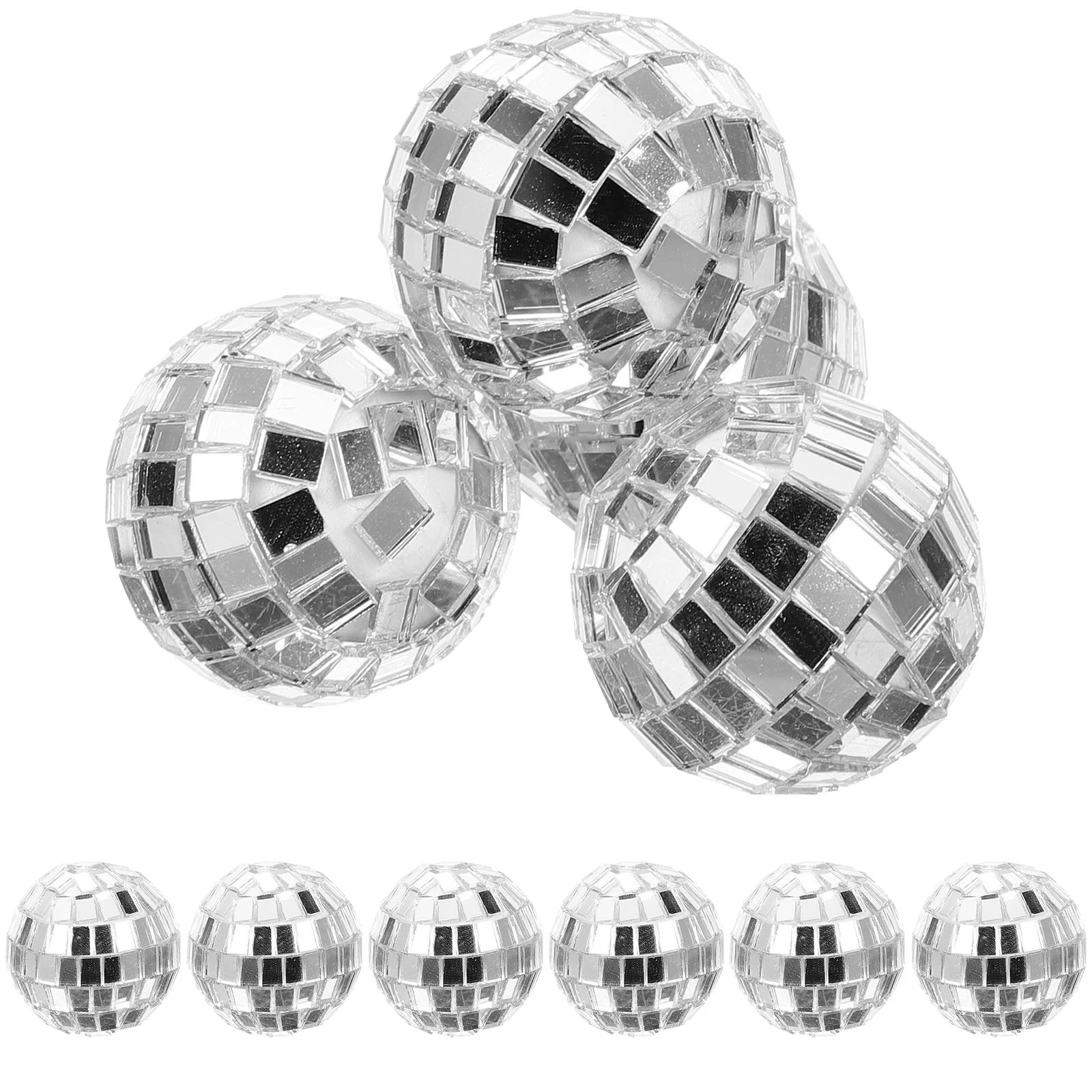 12 Pcs Disco Mirror Ball Hanging Ornament for Silver Glasses Balloon Reflective Decoration Lighting Balls