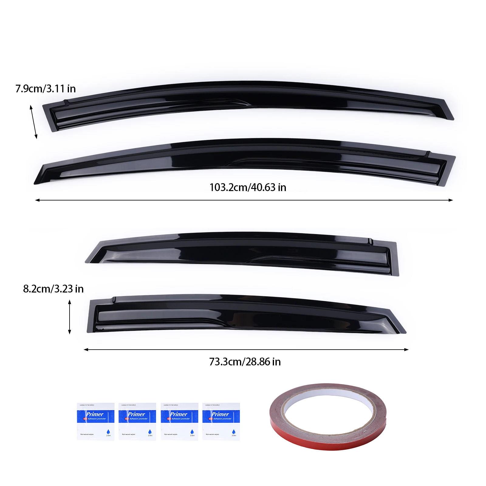 

Комплект из 4 дефлекторов окон (ветровиков) для защиты от дождя и солнца для Toyota Prius XW30 2010-2015