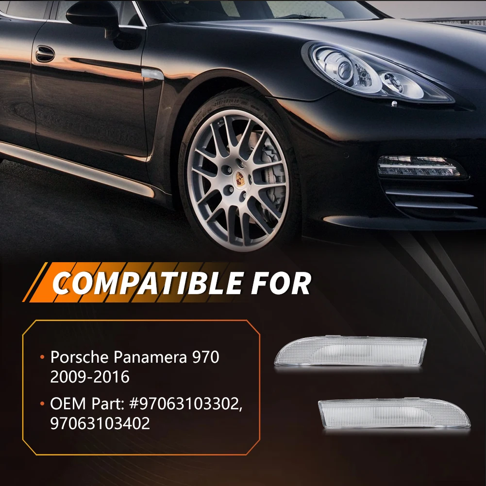 2Pcs Front Fender Side Marker  Light Housings For 2009-2016 Porsche Panamera 970 Chassis G1 （Before facelift） No Bulb/Socket