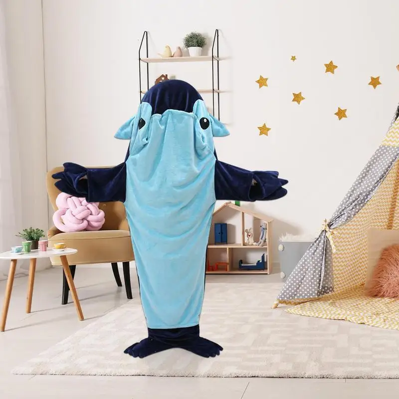 Shark Sleeping Bag Flannel Shark Costume Soft Warm Pajamas Cute Funny Homewear Comfortable Cosplay Costume For Shark Lovers