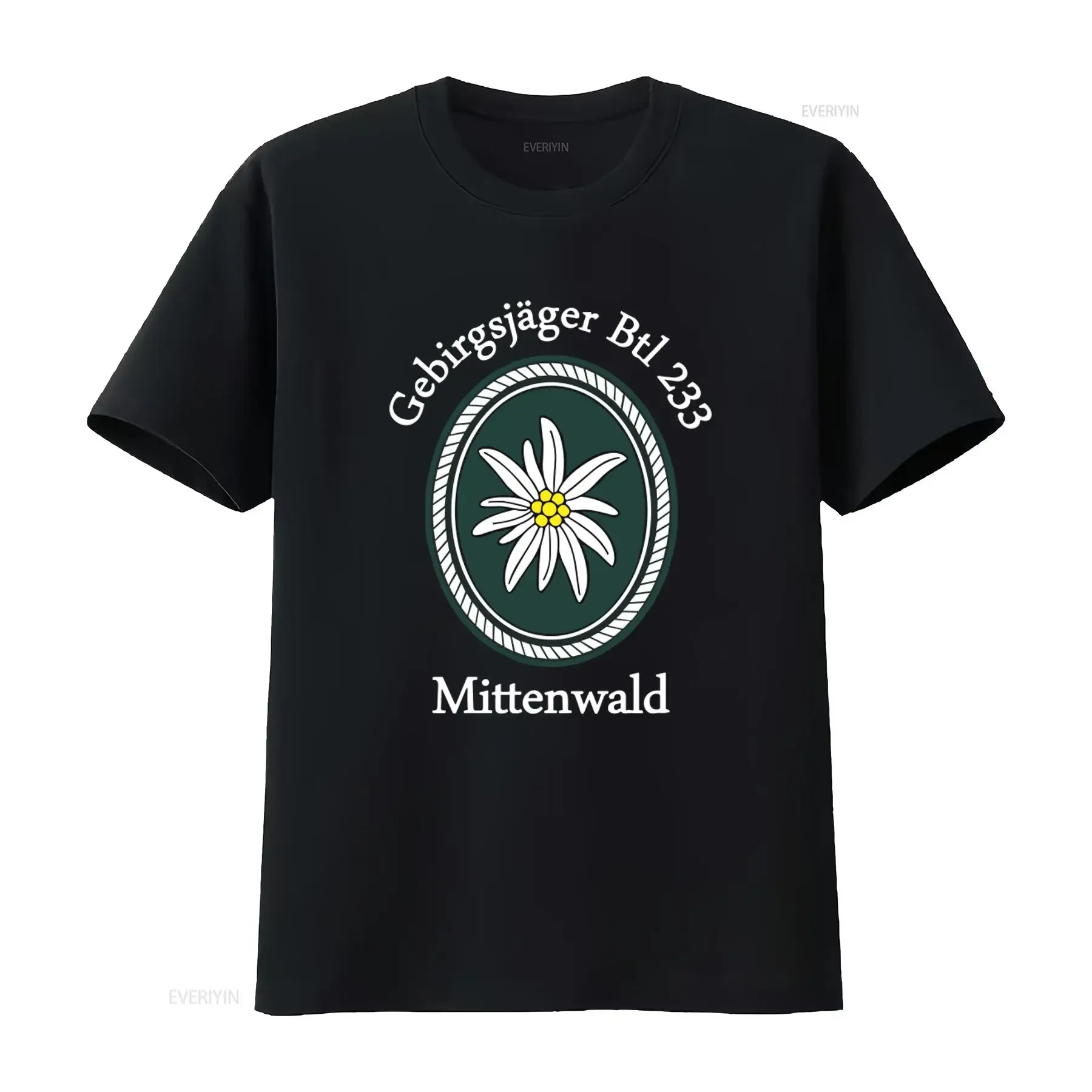 Футболка Mountain Hunters Btl 233 Mittenwald GebJgBtl Bundeswehr Edelweiß с гербом Бундесвера, уникальный дизайн для любителей активного отдыха