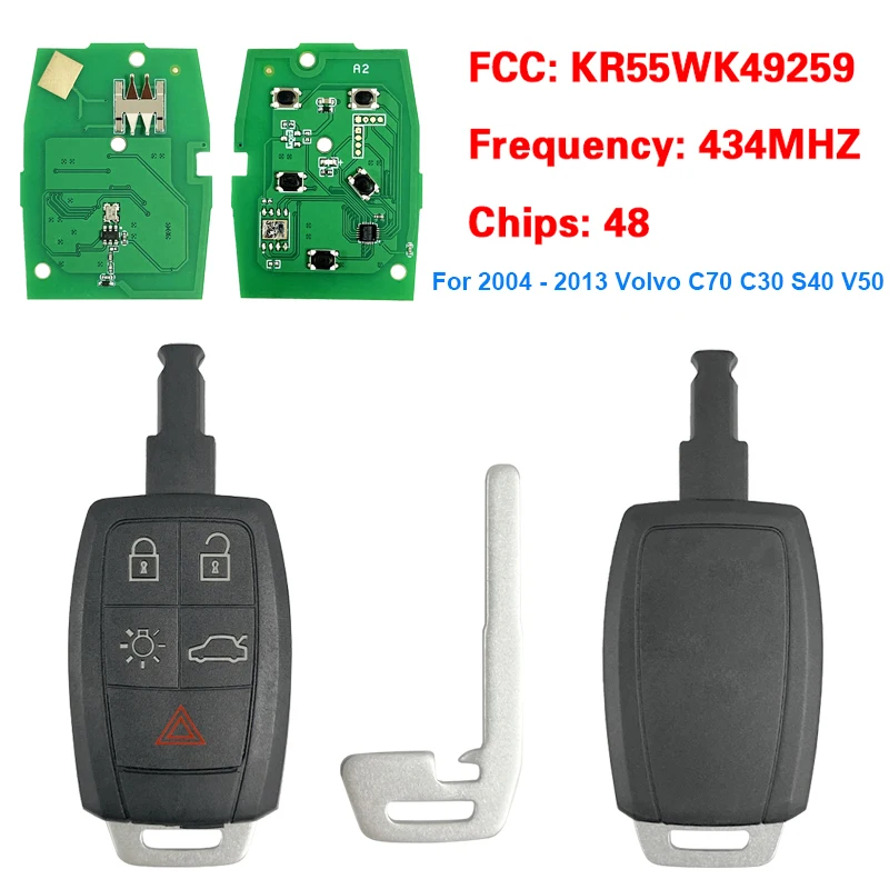 

CN050009 KR55WK49259 ID48 Chip 433-434FSK PFK 31300258 Car Remote Control Key For Volvo C30 V40 S40 V50 D5 S60 C70 V70 XC90