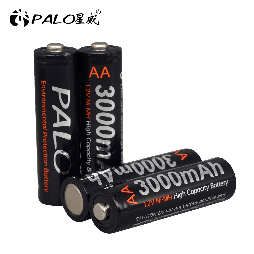 PALO 4-16PCS AA 1.2V NIMH AA Batteria ricaricabile 3000mAh Bassa autoscarica AA NI-MH Batterie per fotocamera Giocattolo Auto + Custodia per batteria