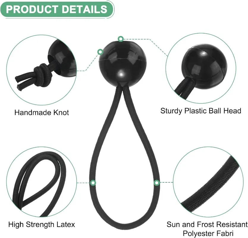 5-20Pcs Charge Cable Winder Elastic Ball Rope Bungee Cords Portable Tent Fixing Tarpaulin Awning Canopy Heavy Duty Tarp Tie Down