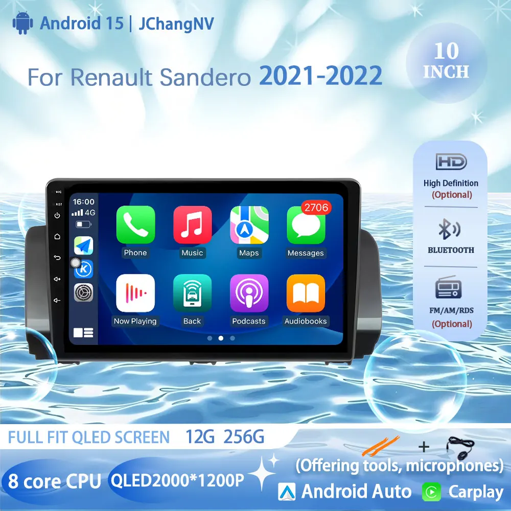 

Android 15 Auto Carplay Car Radio For Renault Sandero 2021-2022 Multimedia Video Player Navigation GPS Stereo 10 inch