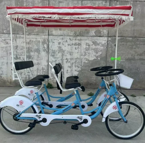 10 sightseeing bicycles for tourists with 4 seats.