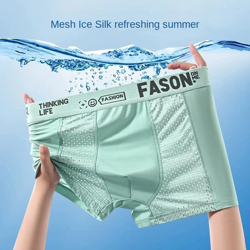 4 stücke Mesh Eis Seide Boxer Shorts männer Unterwäsche FASQM Unterhose Atmungsaktive Sexy Dünne Höschen Bambus Dessous Plus Größe L-6XL – Detail 16