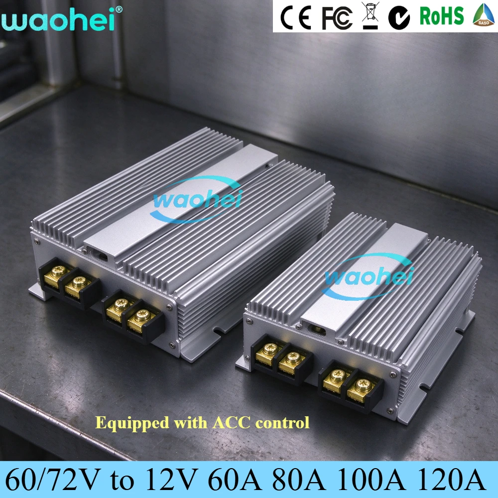 60V 72V To 12V 60A 80A 100A 120A DC To DC Step Down Converter Buck Voltage Reducer Regulator 30V-90V Waterproof for Golf Cart CE