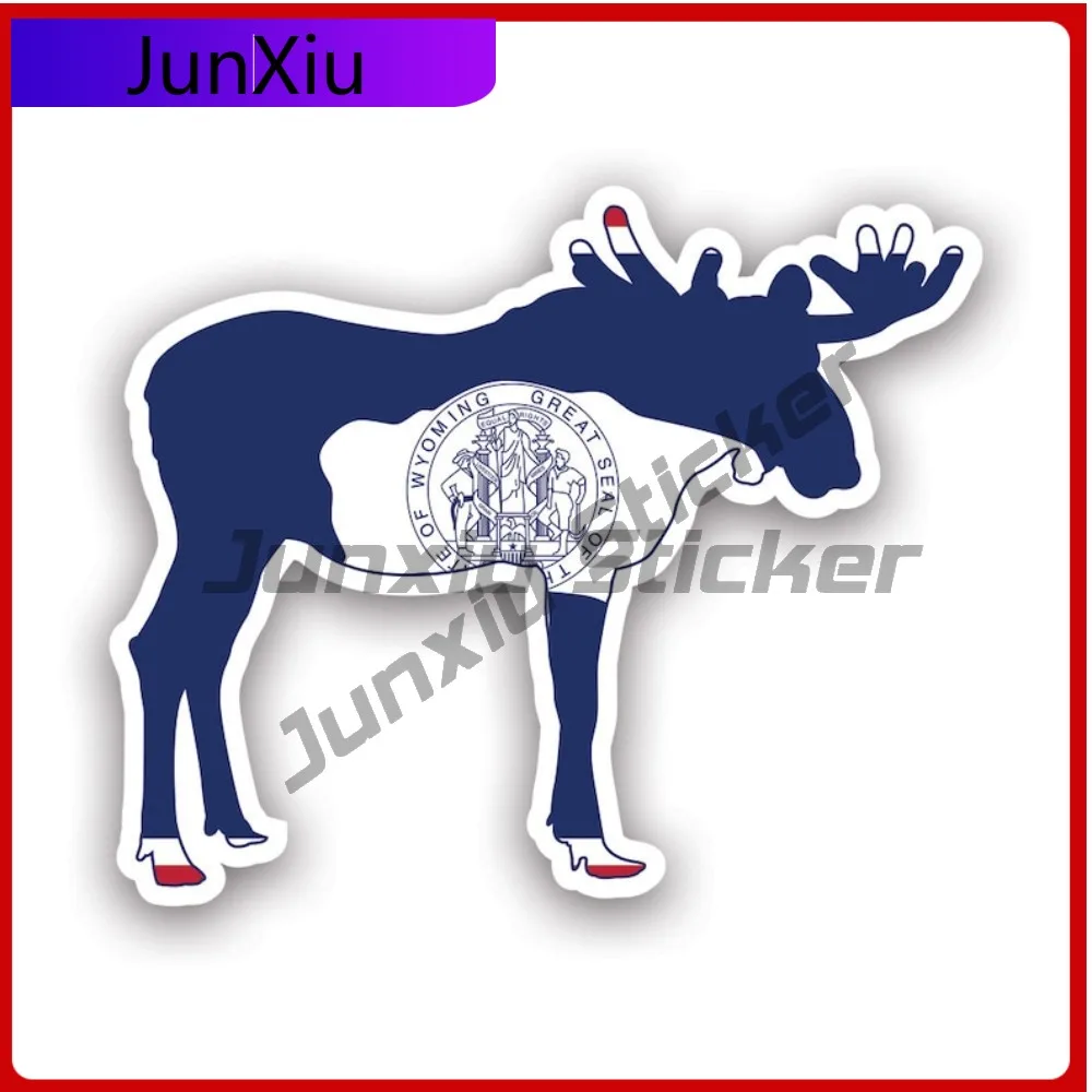 

Artistic Cute Wyoming Moose Shaped Flag Sticker Uv Protected Decalsv2 Wy Elk Deer Antlers Archery Hunter Hunting Outdoors