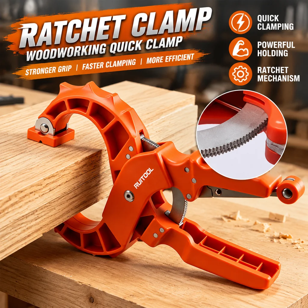 Woodworking Stable Round Clamp Adjustable Multifunctional Ratchet Clamp Wood Board Fixed Spring Clamp Carpenter Auxiliary Tools