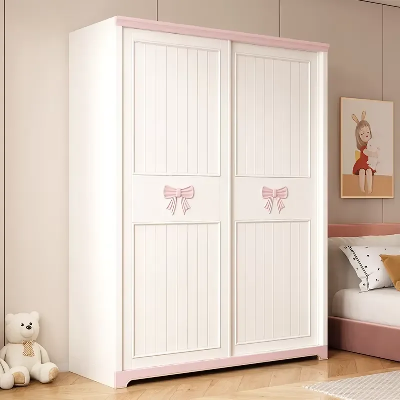 Wooden Kids Wardrobe 2 Door With Drawer Baby Room Furniture Children Bedroom Storage Cabinet Nursery Closet Organizer For