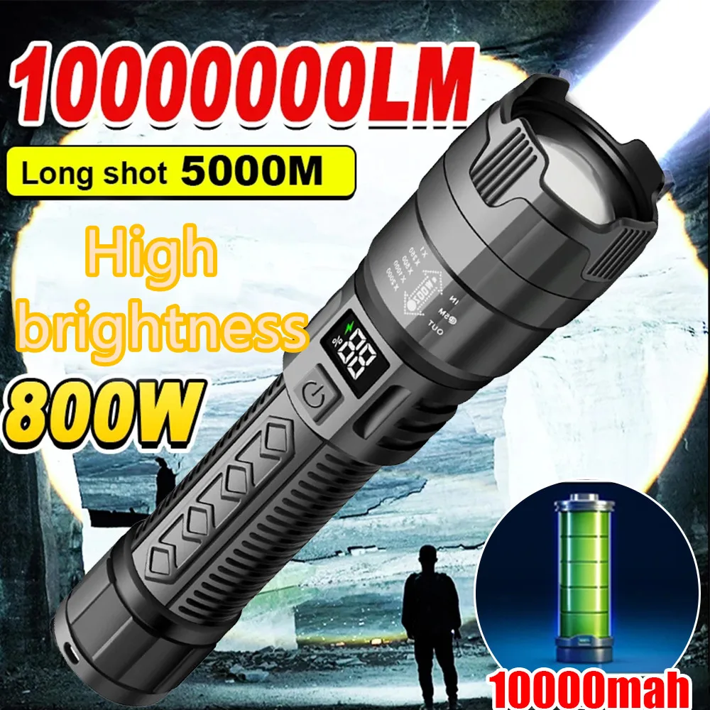 Most Powerful LED Flashlight USB Rechargeable Torch Light High Power Flashlight Lantern Hand Lamp For Camping