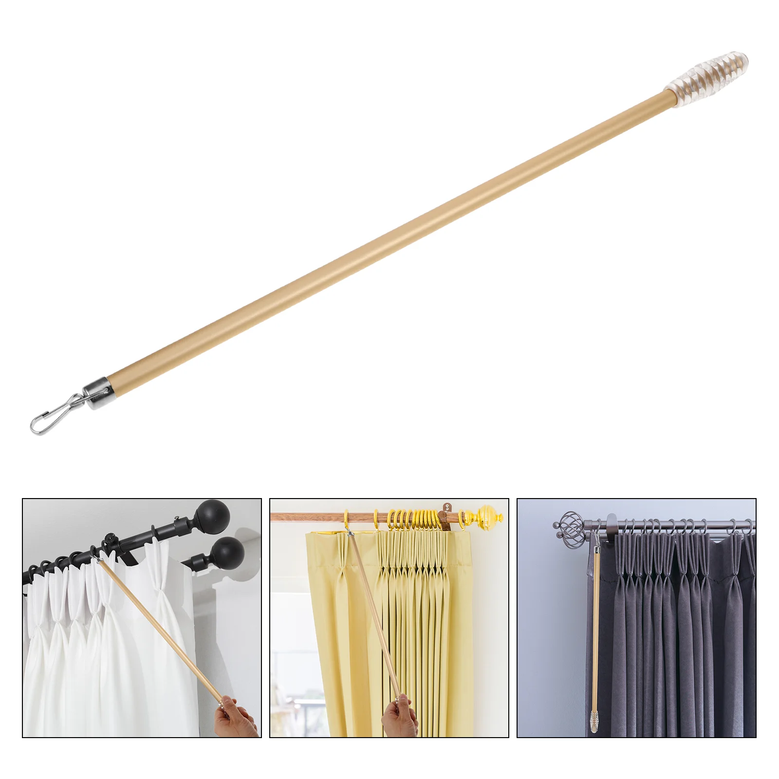 Curtain Handle Pull Wand Long Drapery Rod Wands for Curtains Aluminum Alloy