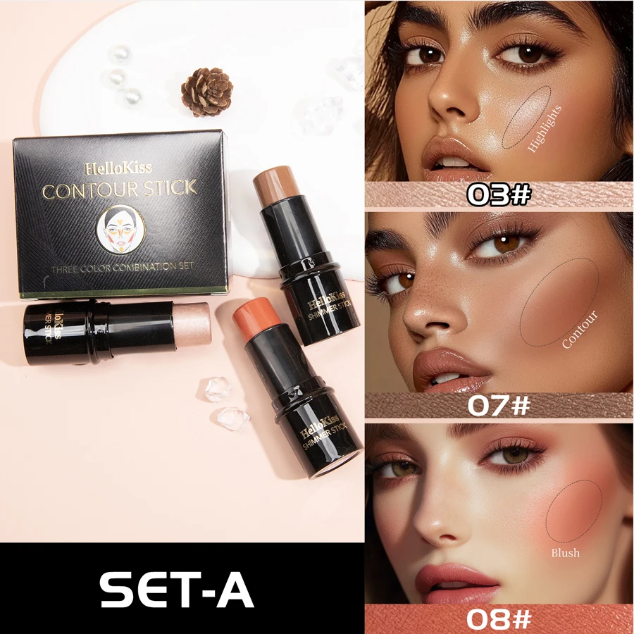 Rosto contorno bronzer vara rosto iluminar iluminador barra shimmer iluminador blush vara corretivo creme maquiagem cosméticos