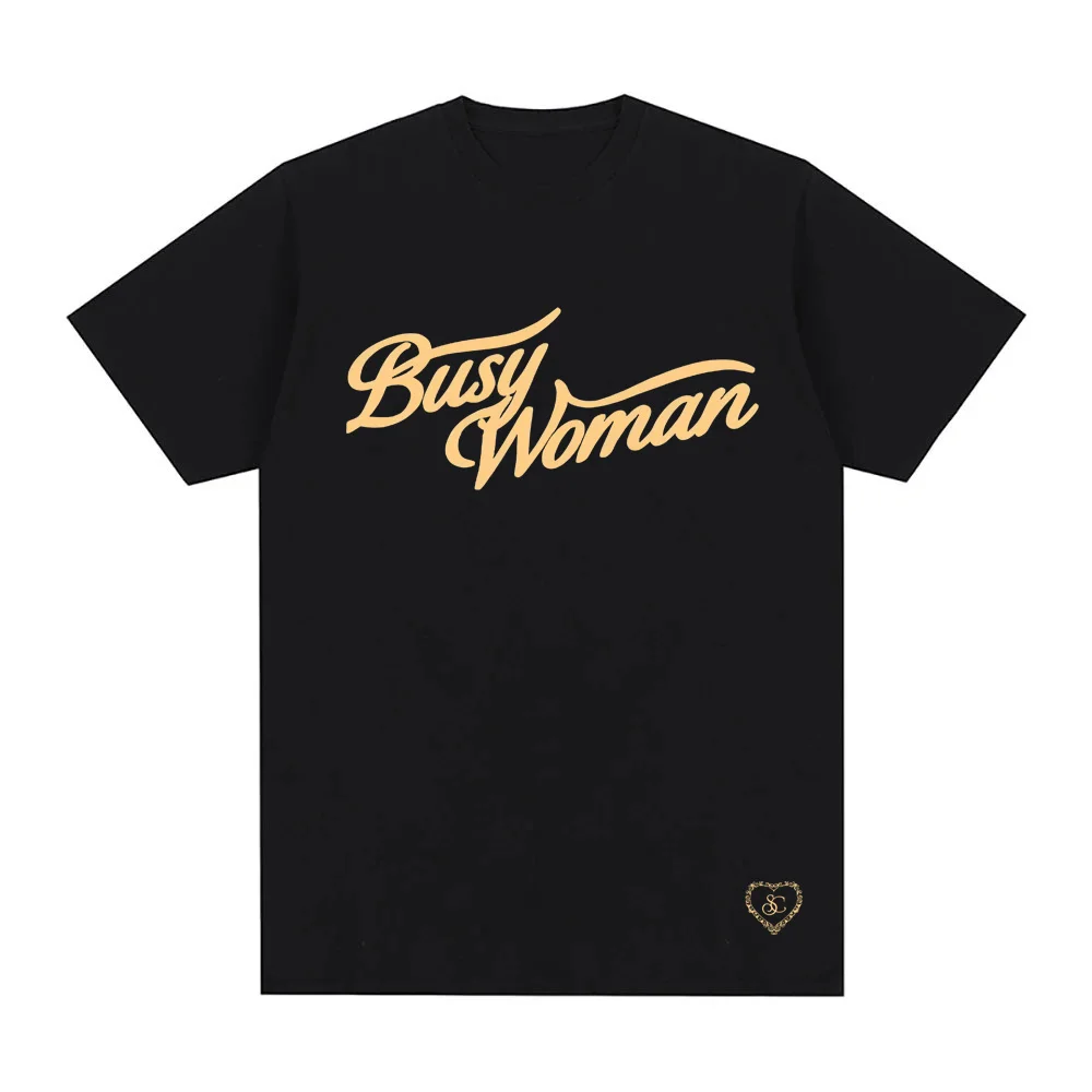 Camiseta de Mujer Ocupada 2026 Nueva Camiseta Sabrina Carpenter Website, Algodón, Cómoda, de Alta Calidad, Estampado de Dibujos Animados, Cuello Redondo, Suave