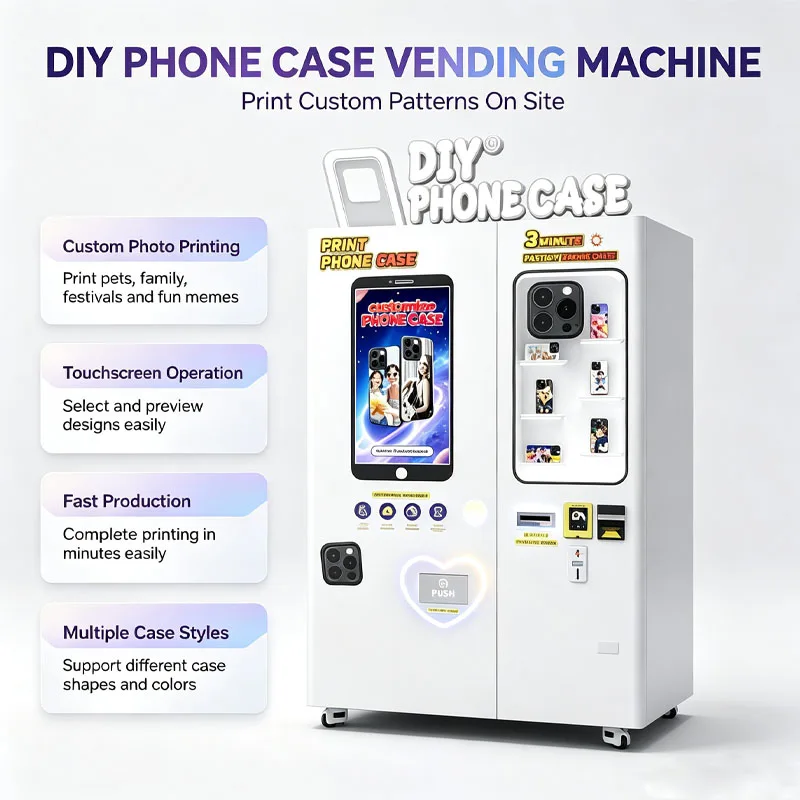 Kiosco Expendedor de Fundas Personalizadas para Teléfonos, Máquina para Hacer Fundas DIY, Solución de Equipo Minorista Inteligente y Personalizada