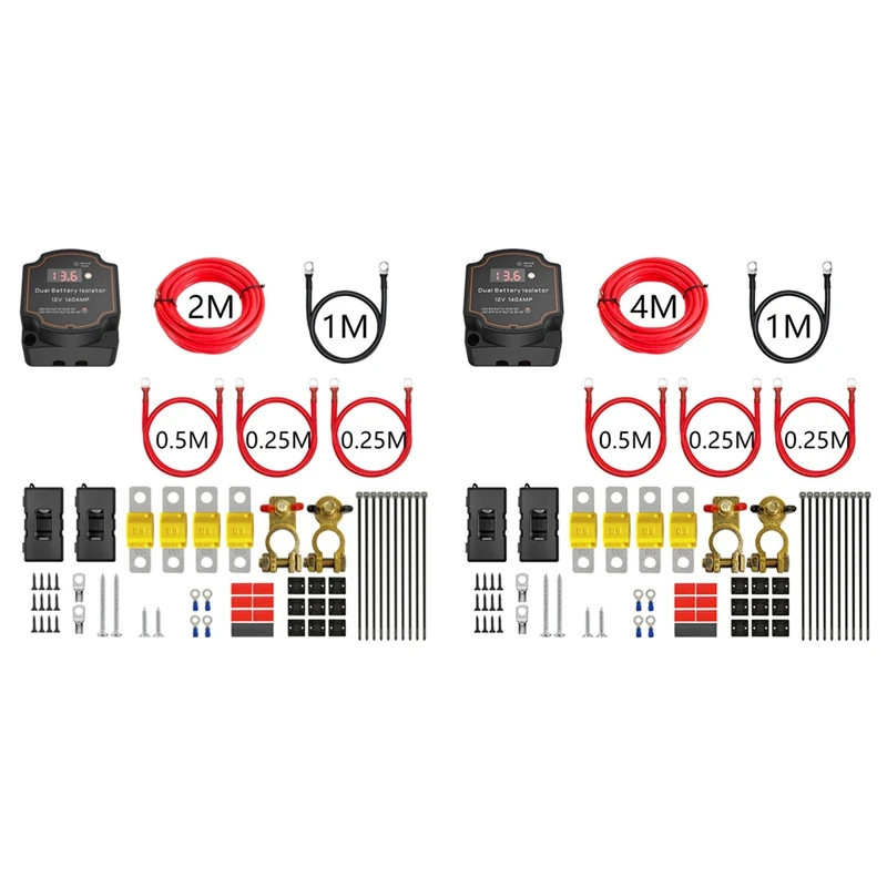 Voltage Sensitive Split Charge Relay Set 12V140A For Campers Car RV Yacht Steamer Smart 2 Battery Bank Isolator-Boom