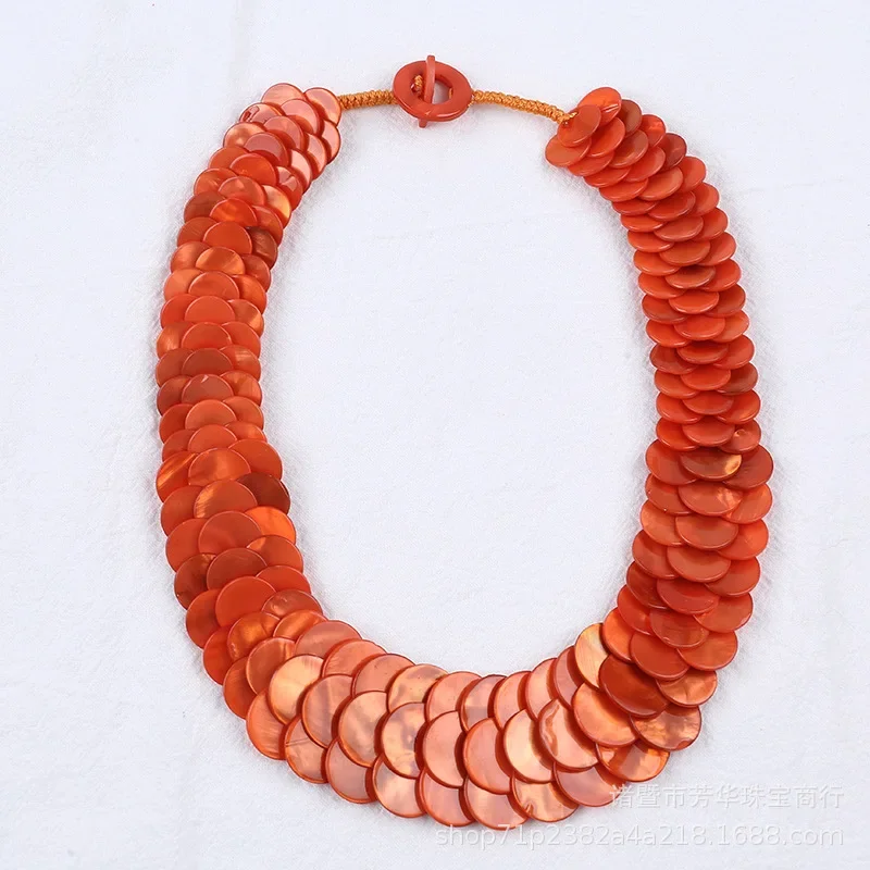 Natural Round Shell Necklace Fashion Jewelry Mother of Pearl Shells Necklaces Rope for Women Gift