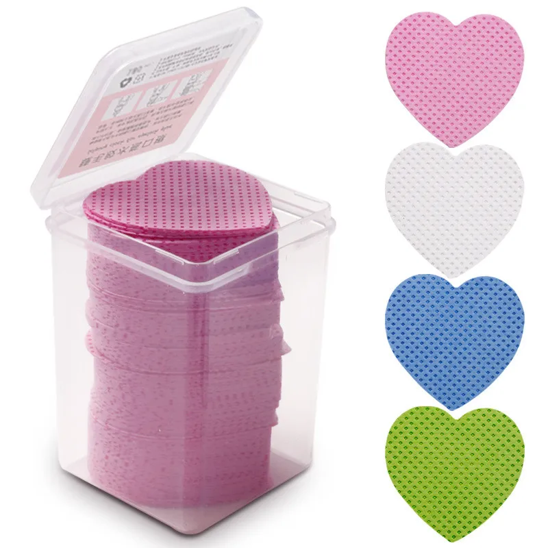 200pcs Heart Shape Absorbent Lint Free Nail Cotton Polish Remover Wipes Paper Pads Lash Glue Nail UV Gel Polish Remover Paper