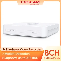 Foscam 8-channel POE NVR for 5MP ip camera 24/7 H.264 Video Recorder  Network Video Recorder Supports Up To 6TB HDD DVR