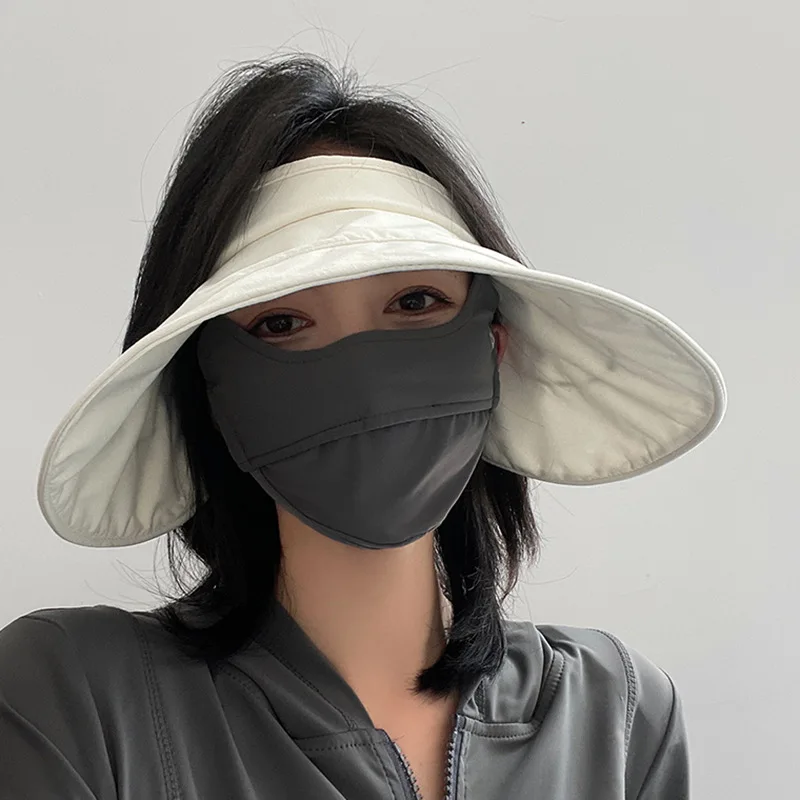 1 pc Women's open-top sun hat UV protection foldable large brim outdoor stylish Solid Color breathable Travel Beach Caps