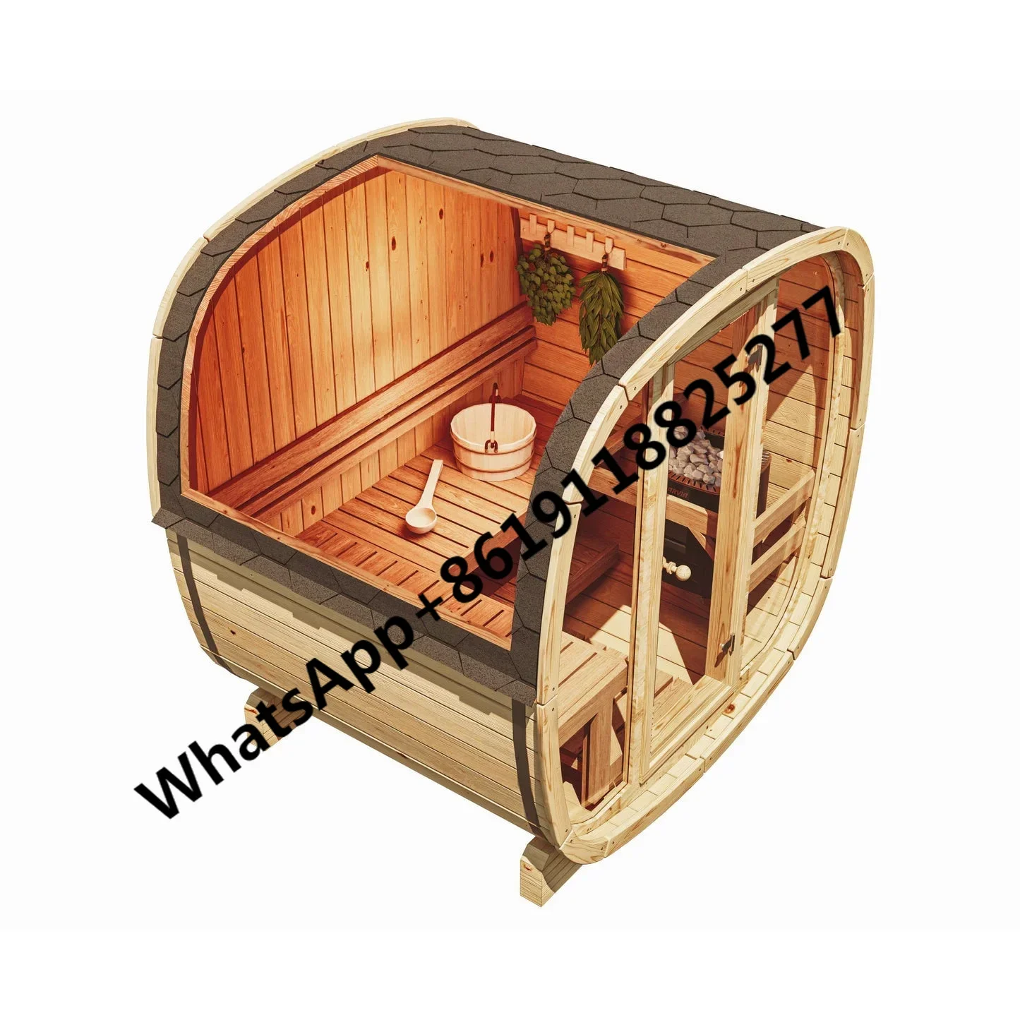 Kit 2 Person Garden Cabin Outdoor Steam Outdoor Clear Red Cedar Barrel Sauna