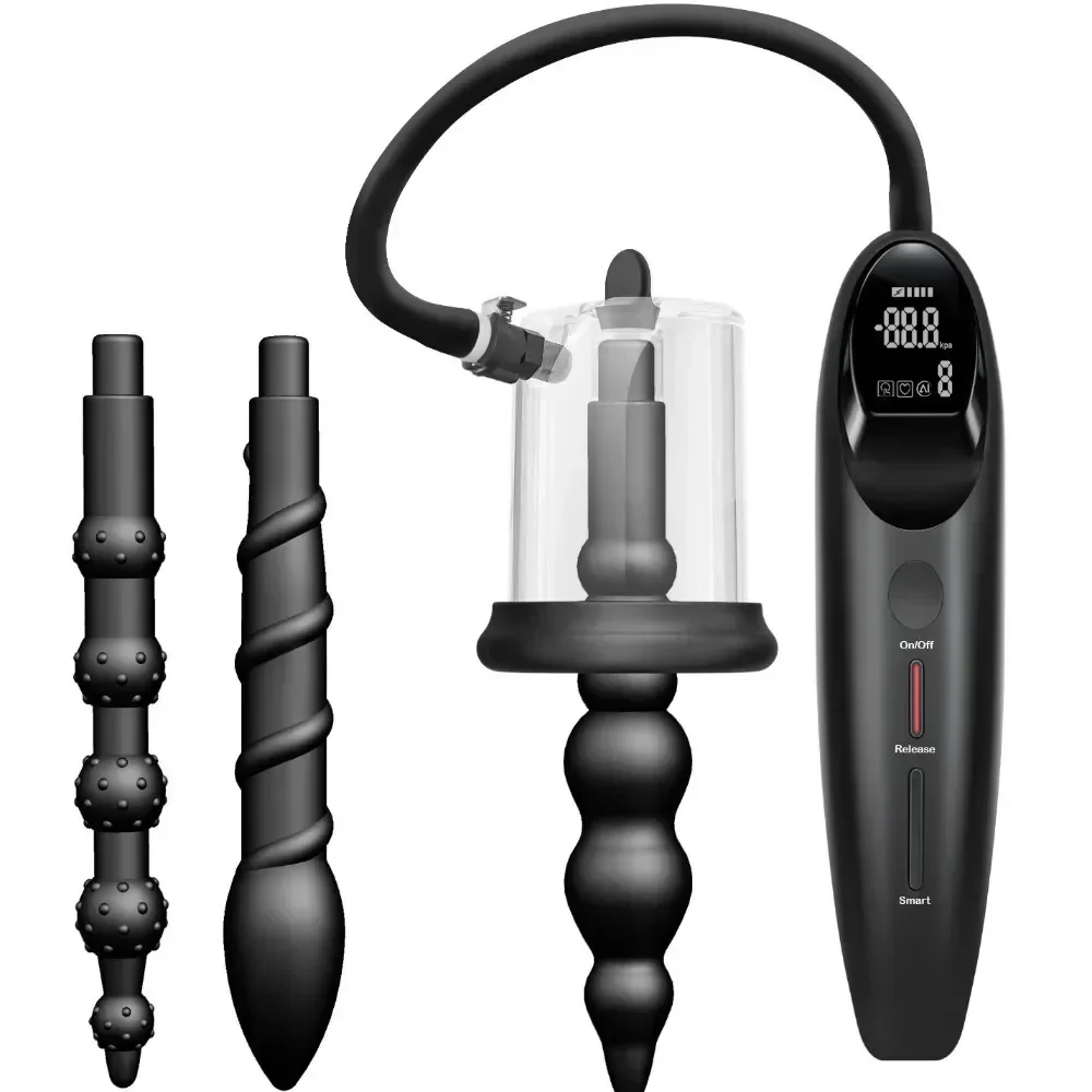 Male Smart Rosebud Electric Pump Vacuum Sucking Massage Prostate Stimulator Anal Dilator Masturbation Device Butt Plug Set Toys