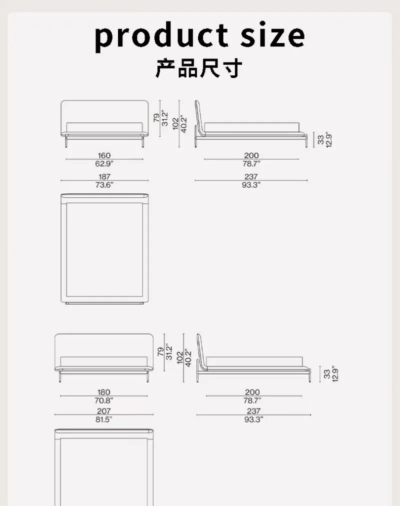 Минимальная светлая роскошь, элитная кровать в главной спальне, дизайнерская тканевая рисовая кровать, атмосфера небольшой квартиры