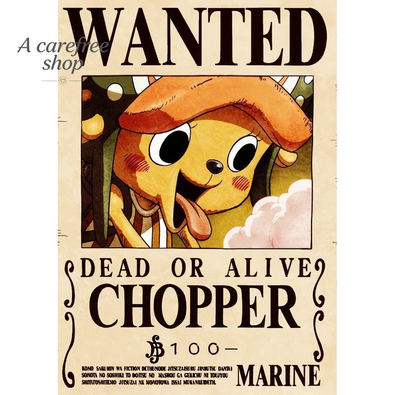 One Piece Bounty Wanted Canvas Print, Anime Wall Art Poster for Dorm Internet Cafe Bedroom Living Room Home Wall Decor Artwor
