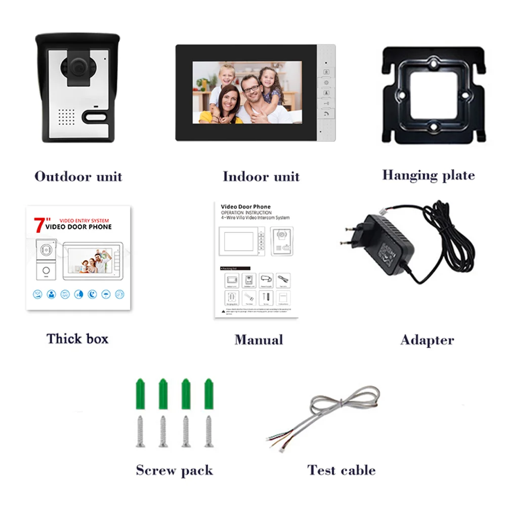 Visual Intercom Doorbell Home monitoring Wired 7-Inch High-Definition Video Villa Building Electronic Access Control System