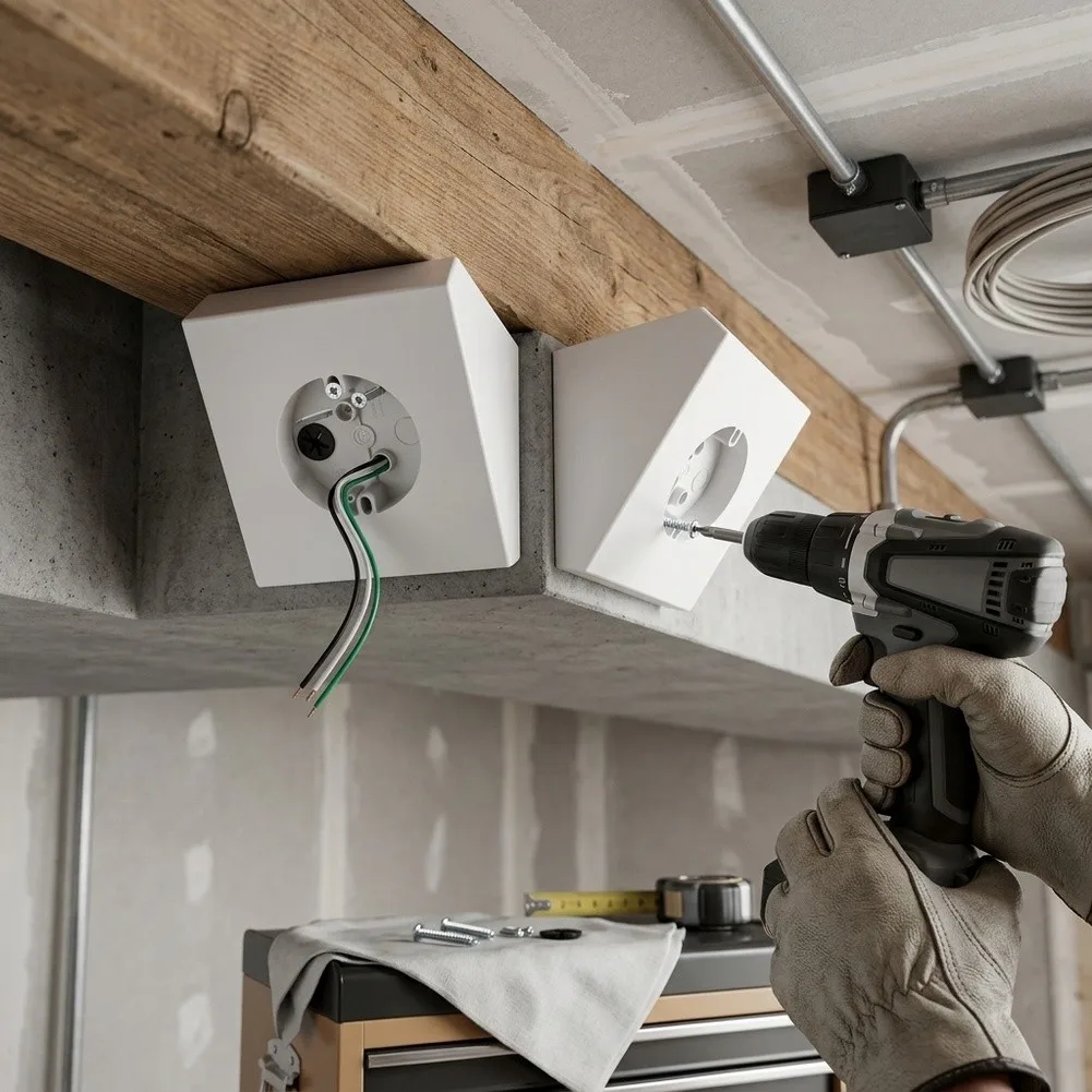 Ceiling Fan Mounting Bracket for Sloped Ceilings up to 80 Degrees with Secure Support and Rafter Mounting Configuration