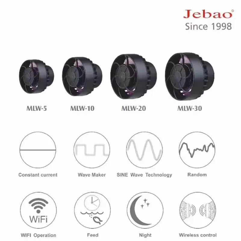 Jebao Smart Wave Maker Pump WiFi APP Controller LCD Display MLW MOW Aquarium Flow Pumps for Fish Tank Marine Reef Plastic