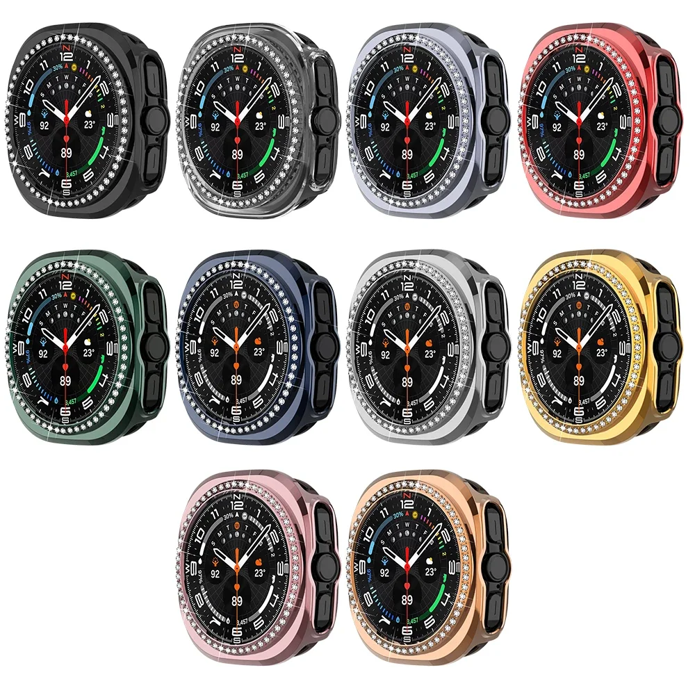 Bling Case for Samsung Galaxy Watch 7 Ultra 47mm Diamond Bumper With Hollow PC Protective Cover for Samsung Galaxy Watch 7 Ultra