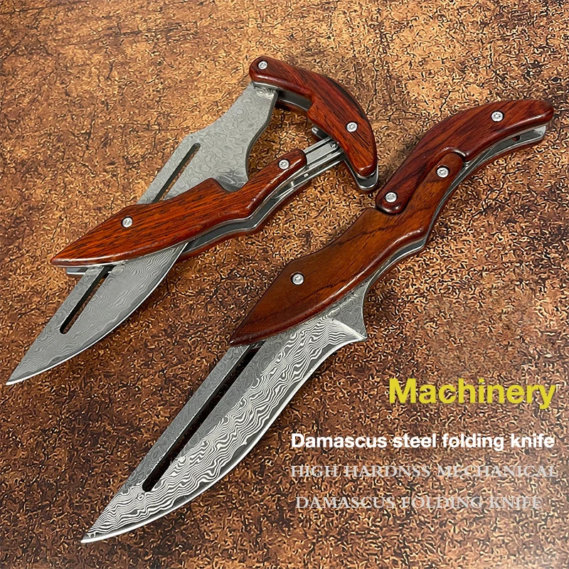 Damascus steel deformable mechanic folding pocket knife Outdoor portable folding knife with camping defense Knives fruit knife