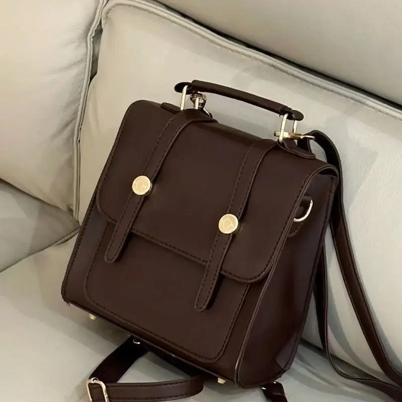 Niche American Retro Buckle Backpack Crossbody Oxford Bag British Commuter Student Three Kinds of Backbag Female Cute Backpack