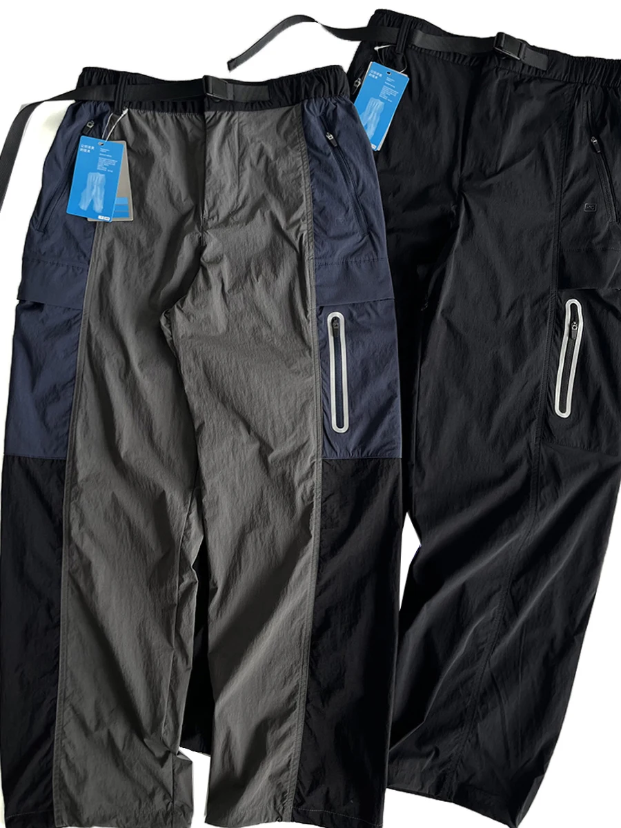 

Мужские повседневные рабочие брюки Qui Dry с цветными вставками, поясом, прямым кроем, длинные, летние, легкие, модные, брендовые