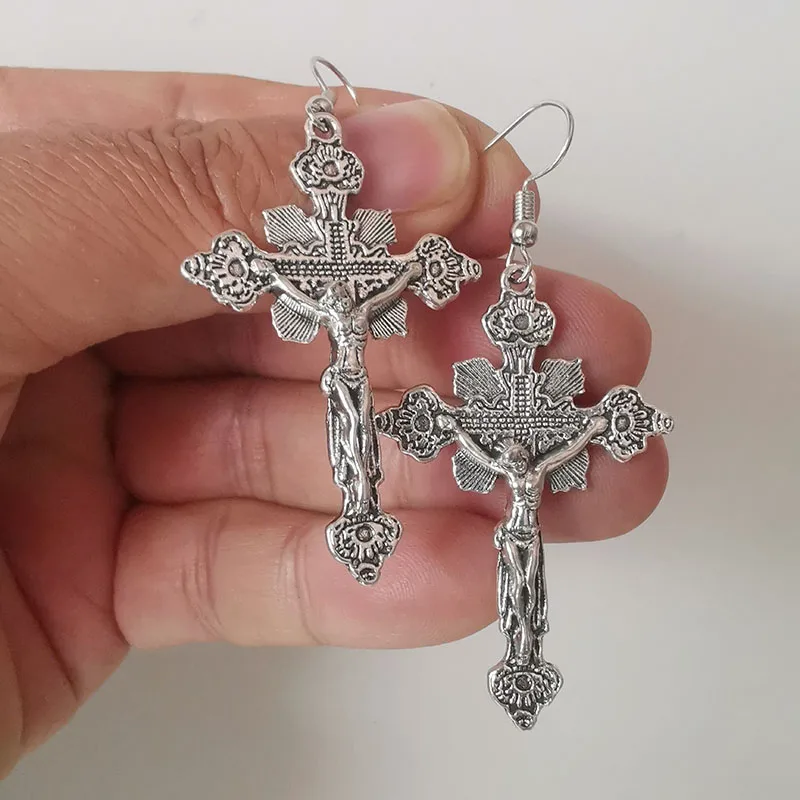 Fashion Jesus Earrings for Women Vintage Crosses Drop Dangle Goth Jewelry Accessories Personalized Gothic Holiday Gifts