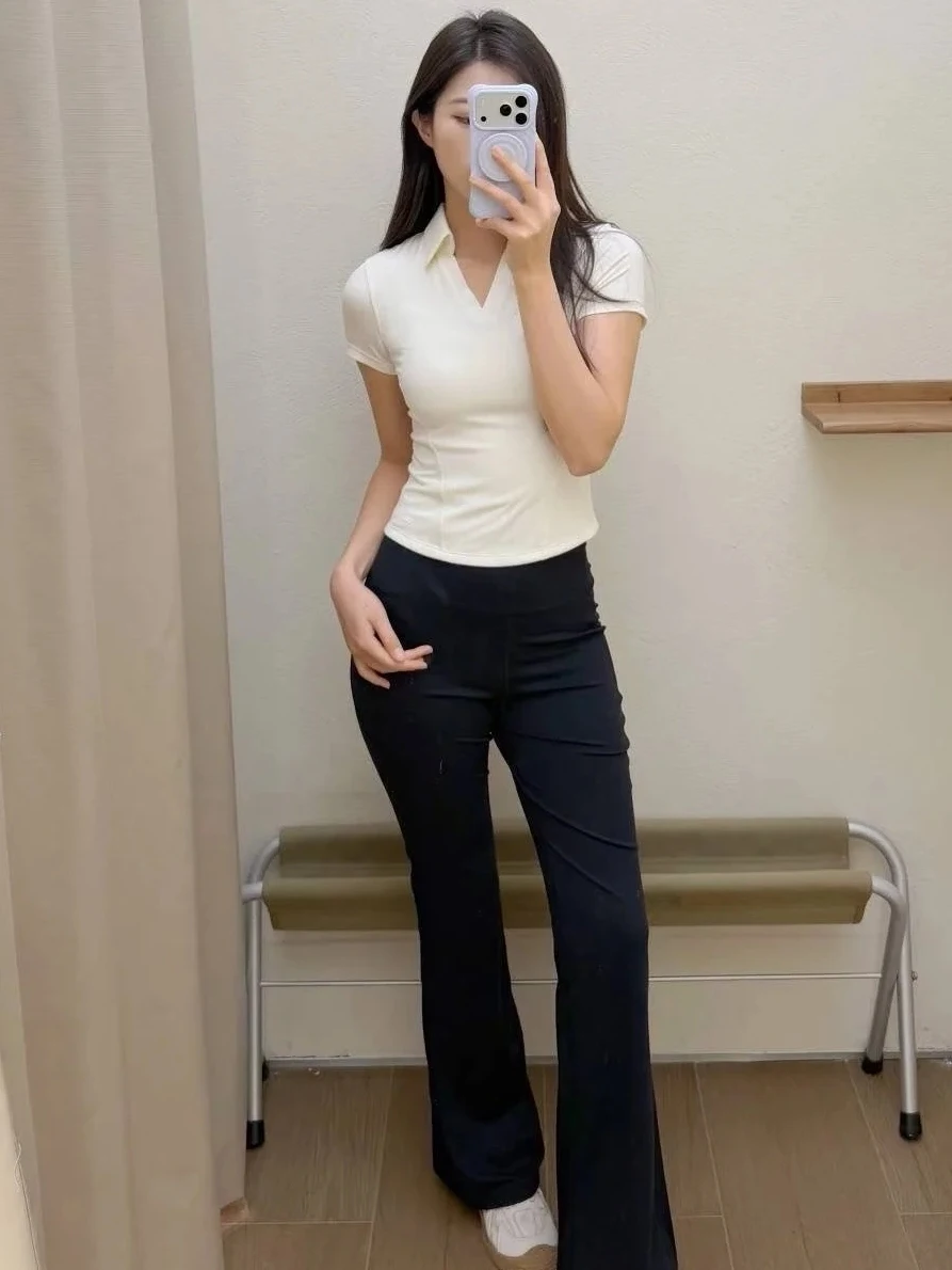

Banana Le High Waist Flared Pants Women's Casual ark Skin Sports High Elastici Butt Lifting Spring Summer New Sle