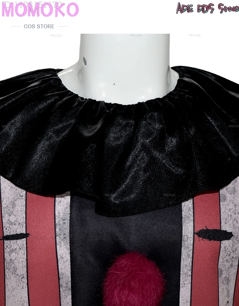 Costume de Cosplay de Clown Effrayant d'Halloween avec Perruque Rouge, Tenue de Mascarnaval pour Femme