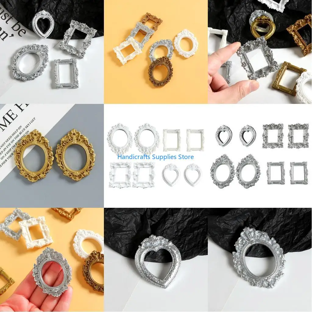 R1WA 8Pieces Miniature Baroquely Photo Frame Model Figurine for Creative Photography