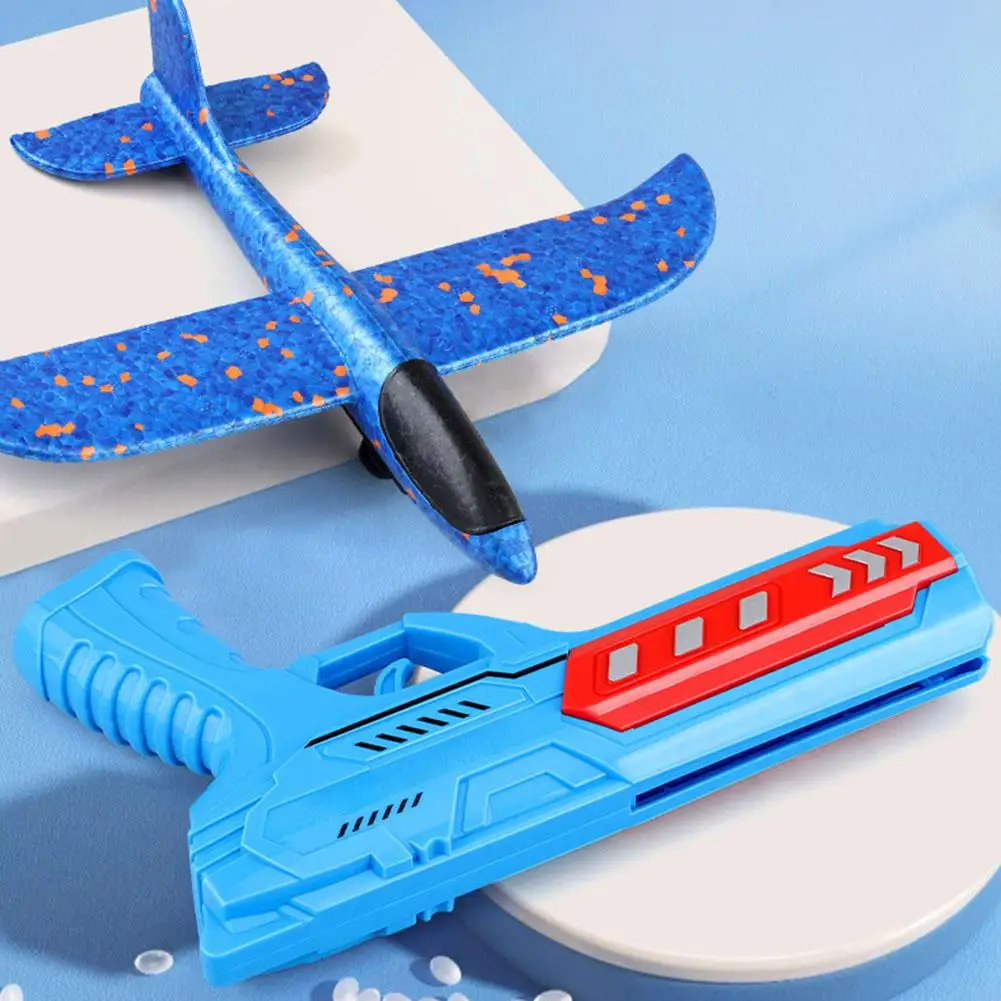 Lanciatore aereo in schiuma per bambini 15M Range Toy Outdoor catapulta Gun Shooting Fly rotary giocattolo per bambini regalo di compleanno per ragazzo