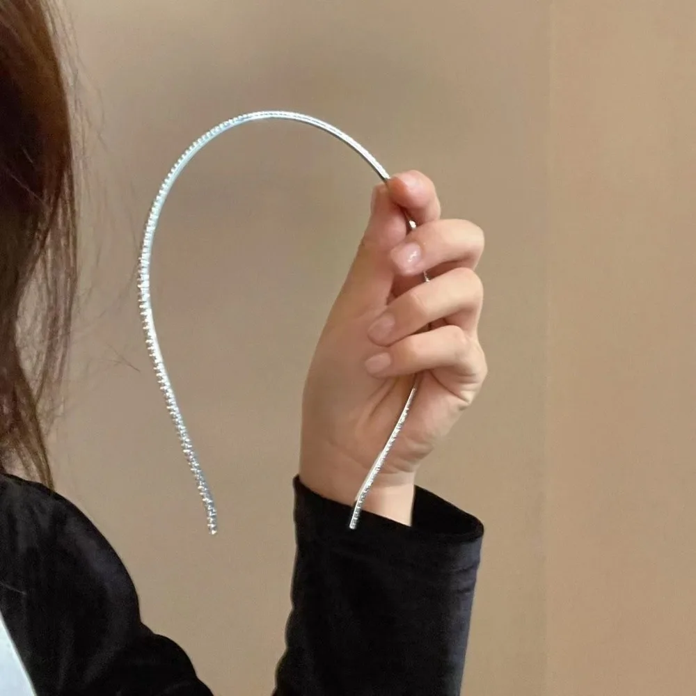 Glamorous Rhinestone Fairy Hair Hoop Silver Shimmering Sparkling Hair Bands Minimalist Style Hair Accessory Women Accessories