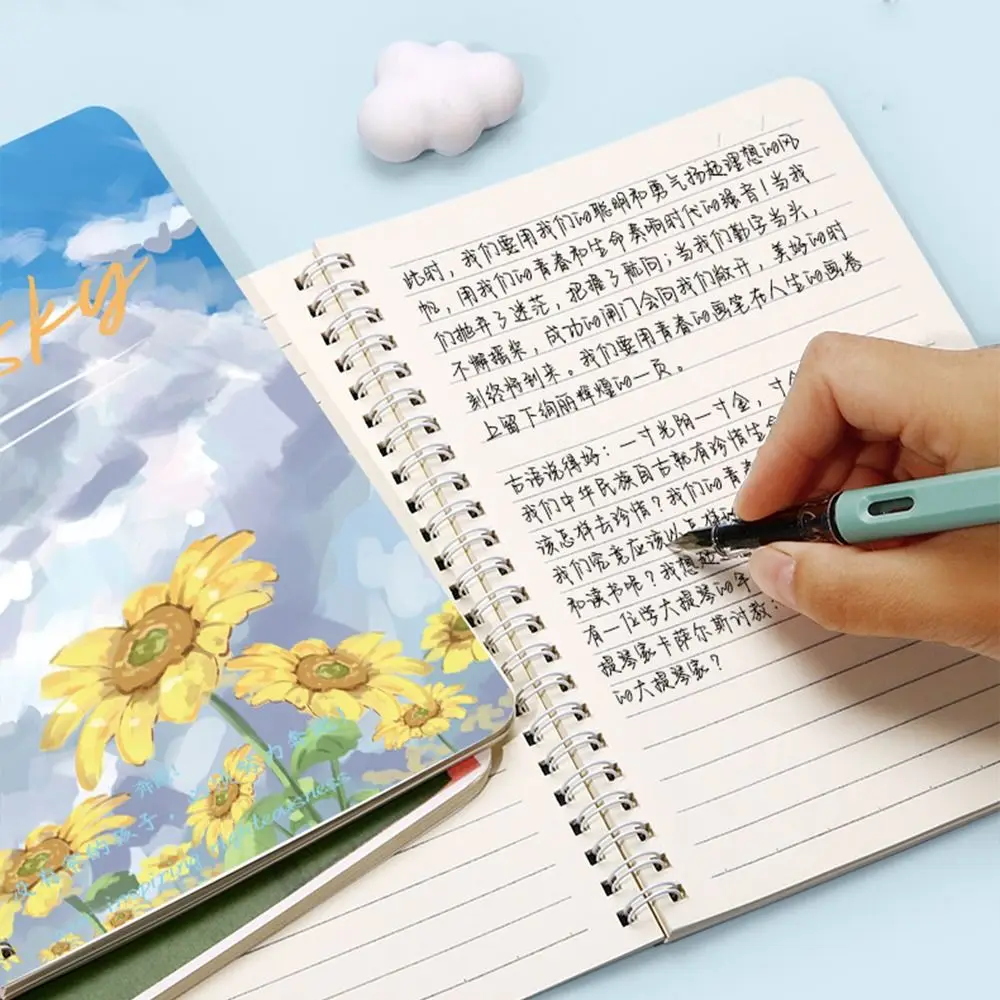 4pcs/set A5 Thickened Pages Line Notebook Spiral Writing Graffiti 80g Notepad Diary Jouranl School Supplies Korean Stationery