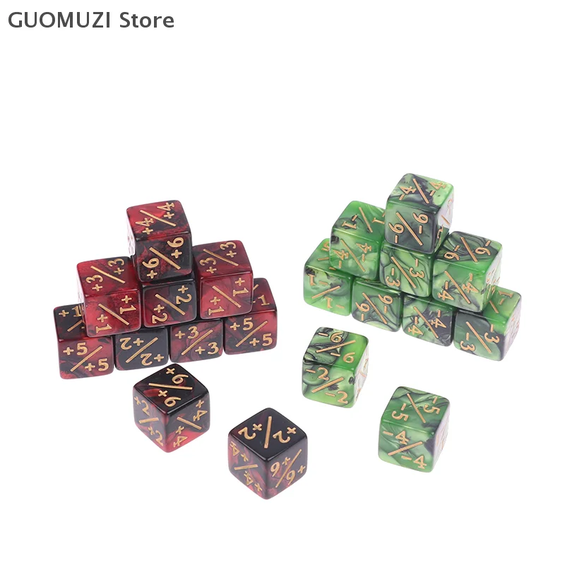 Green Red 16mm 6 Side Counting Dice +1/-1 Dice Kids Toy For Game Counting Counters