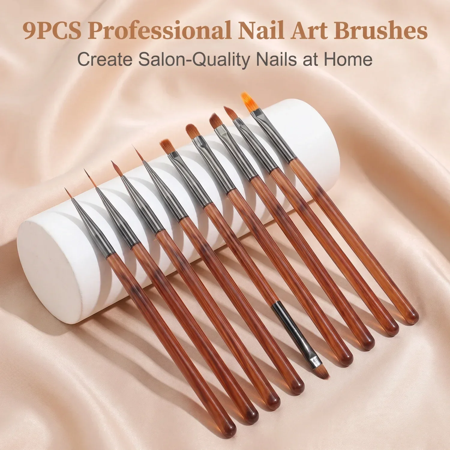 9 Pcs Nail Art Brush Set, Professional DIY Nail Design Tools for Salon and Home Use, Suitable for Nail Technicians and Beginners