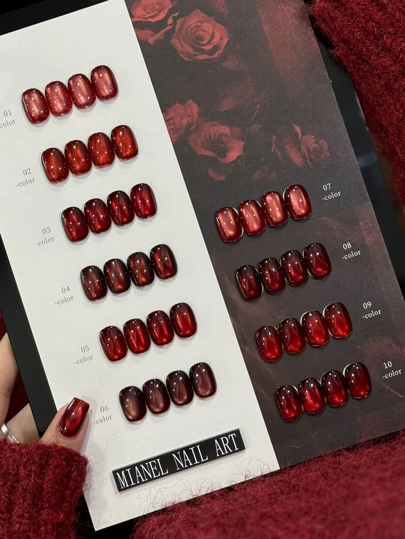 MIANEL 10ML 새해 레드 화이트닝 유리 구슬 파인 글리터 새틴 도자기 화이트 네일 아트 장식 DIY 네일 아트용