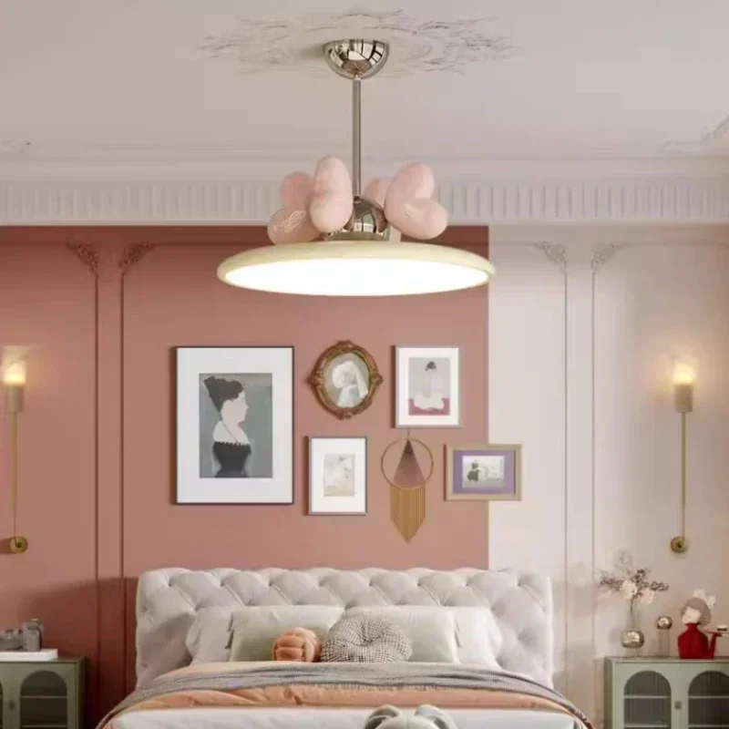 Children's room pendant light with heart-shaped decoration modern simple bedroom intelligent eye protection full spectrum lamp