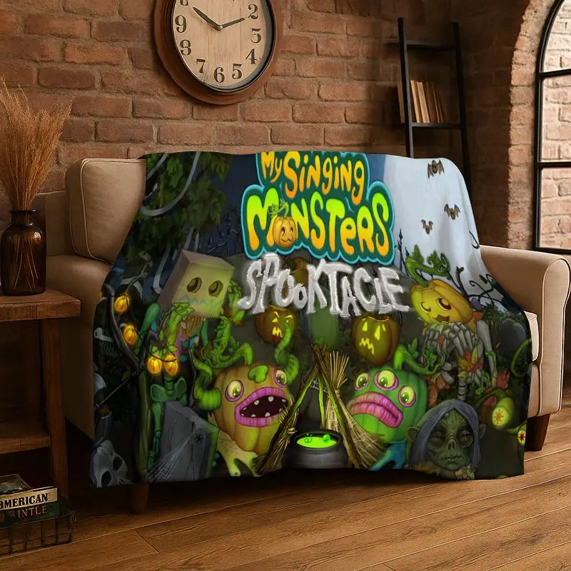 Music Game My Singing Monsters Cartoon Flannel Blanket Soft Throw Blanket for Bedroom Living Room Bed Travel Camping Picnic